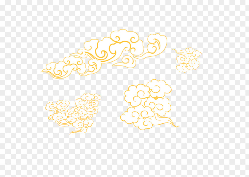 Classical Clouds Pattern Paper Yellow PNG