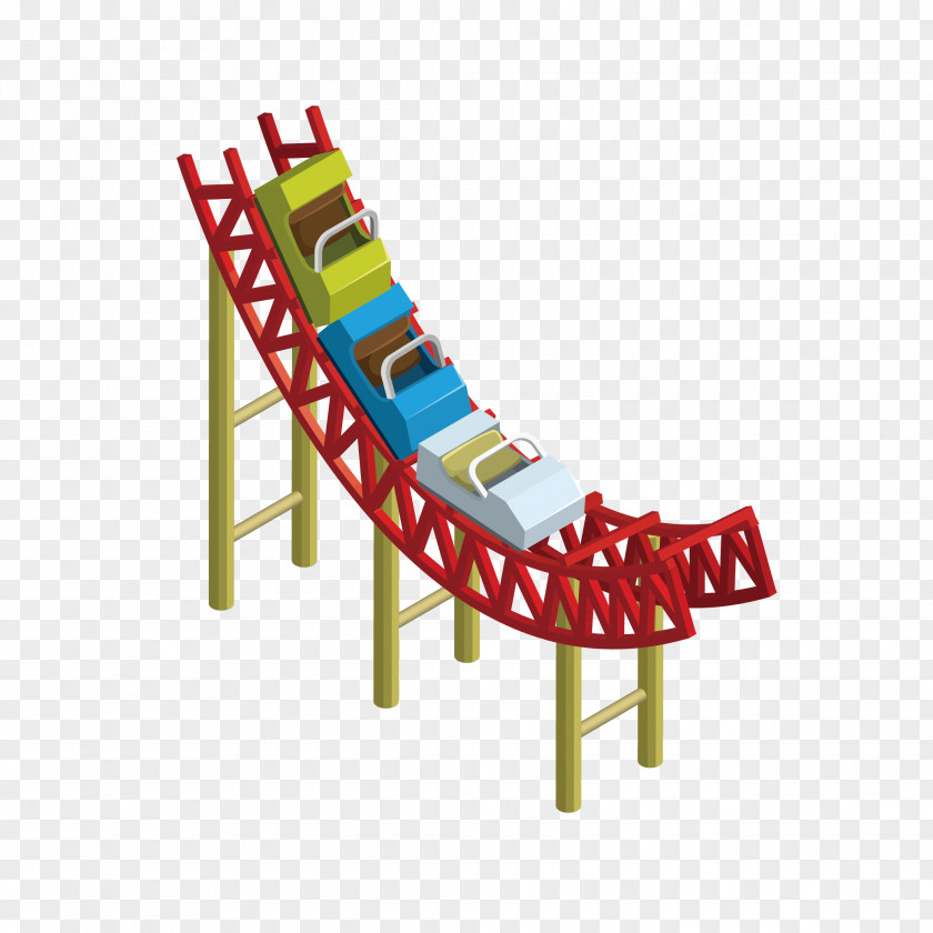 Fairground Roller Coaster 3D Computer Graphics Design Image PNG