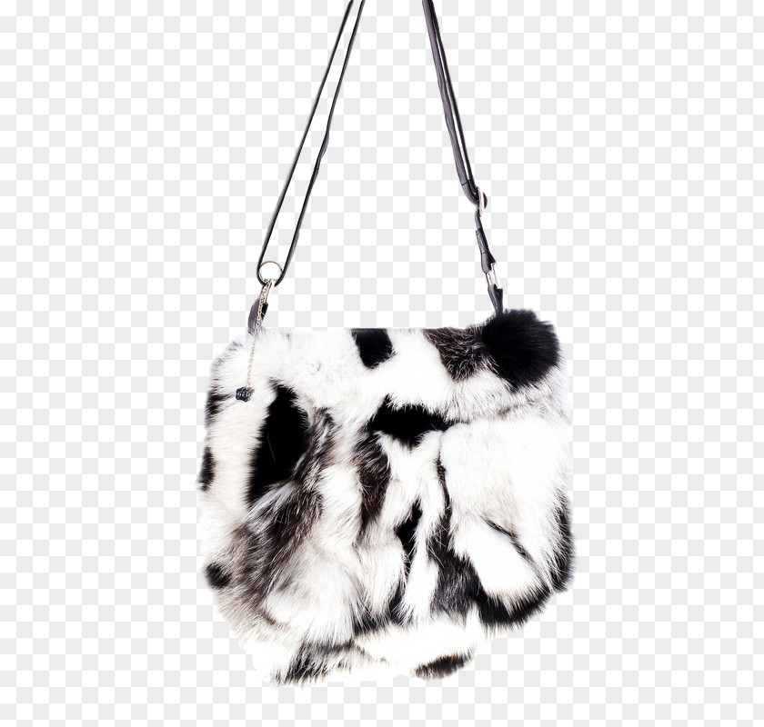 Lynx Fur Collar Handbag Zipper Pocket PNG