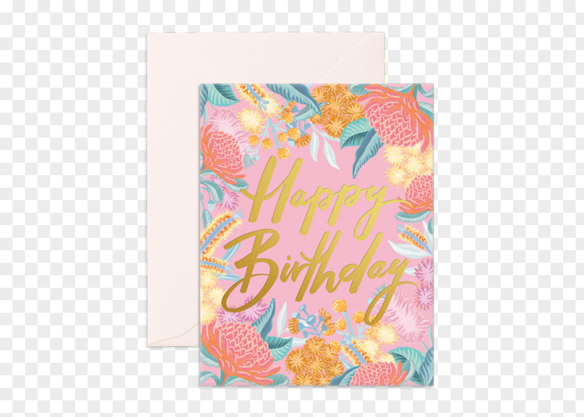 Birthday Card Fox Greeting & Note Cards Gift Pink Olive Stock PNG