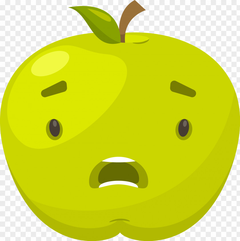 Green Apple Expression Sticker Clip Art PNG