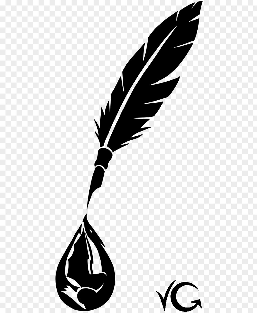 Ink Dragon Feather Beak White Line Clip Art PNG