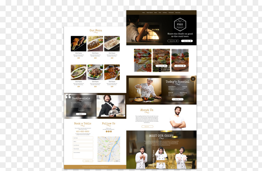 Restaurant Menu Design Foodie Grocery Store Page Layout PNG