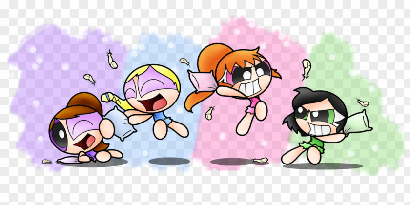 Fighting Pillow Fight Cartoon Sleepover PNG