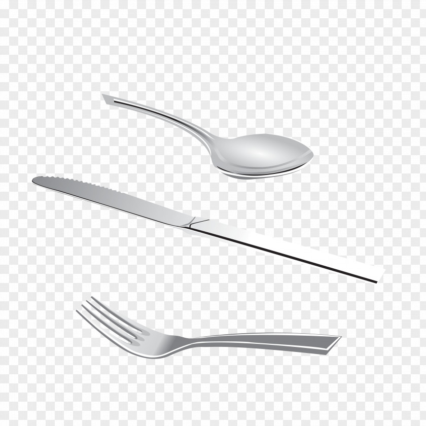Vector Metal Spoon Fork Cutlery White Black PNG