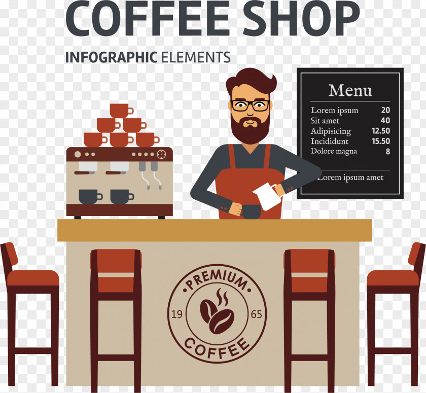 Coffee Shop Vector Cafe Espresso Barista PNG