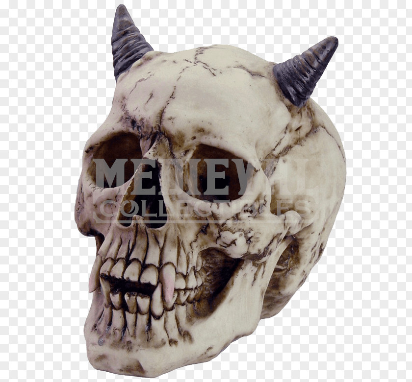 Skull Devil Demon Horn Statue PNG
