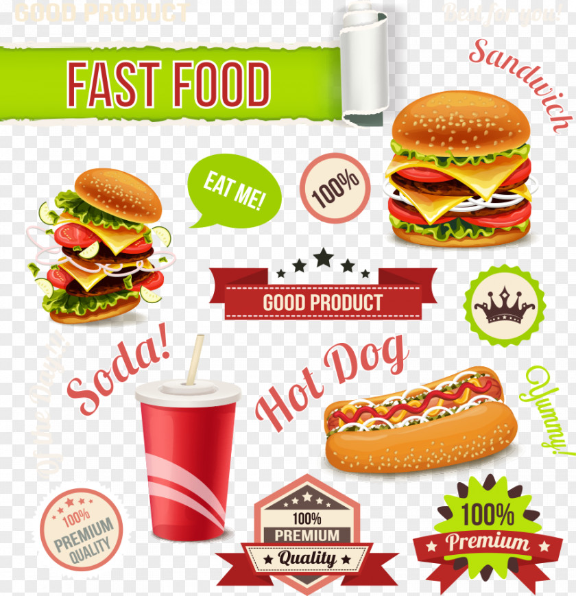 Vector Burgers And Hot Dogs Dog Hamburger Fast Food Veggie Burger French Fries PNG