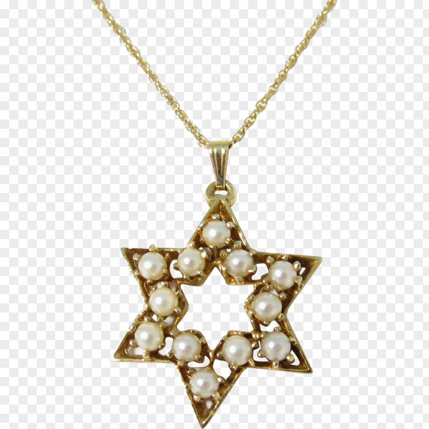 Star Of David Gold Diamond Pendant Necklace PNG