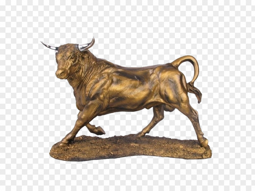 Big Cow Charging Bull Cattle Ox Copper PNG