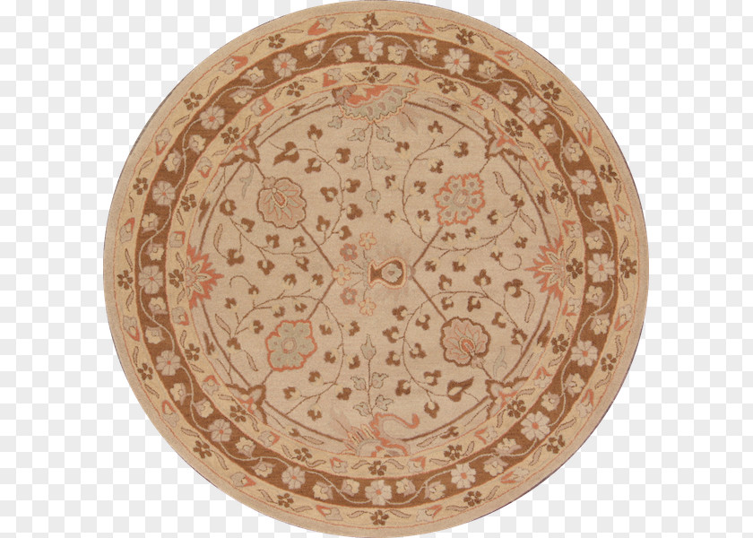 Circle Agra Brown Ceramic Ushak Carpet PNG