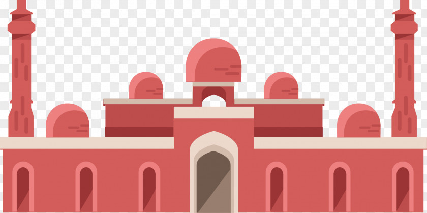 Red Cathedral Building Vector Material Square Architecture PNG