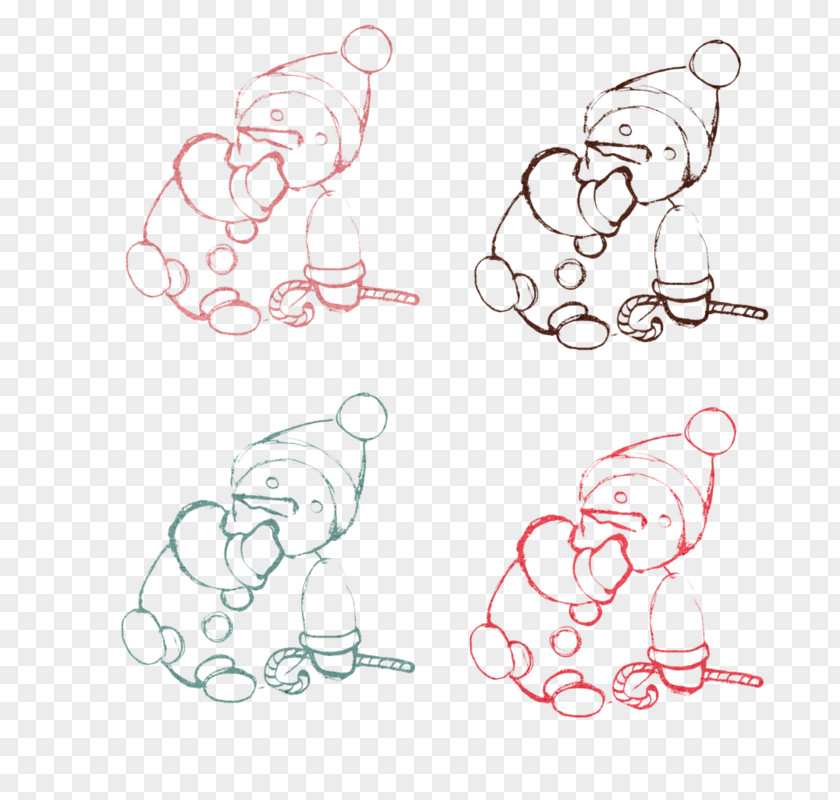 Four Identical Snowman Ear Material Illustration PNG