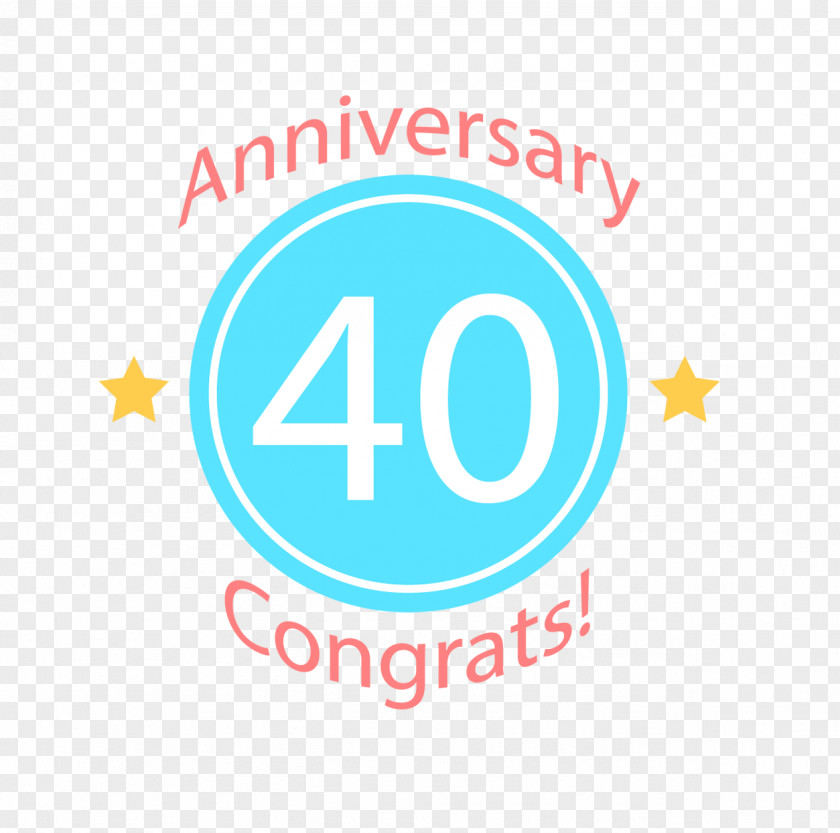 40 Anniversary Logo Blue Clip Art Brand PNG