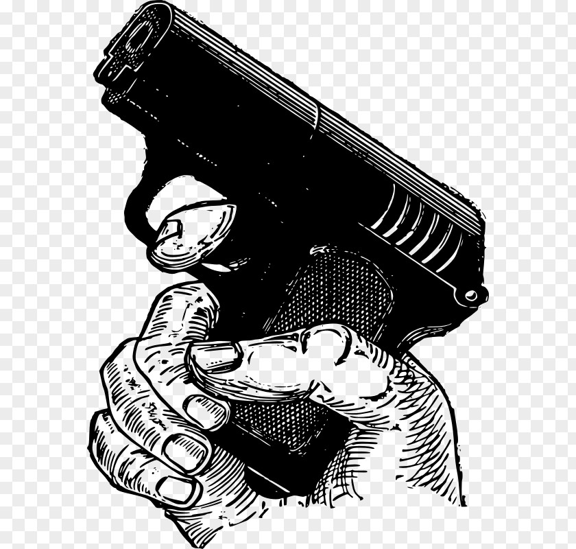 Blackandwhite Accordion Gun Cartoon PNG