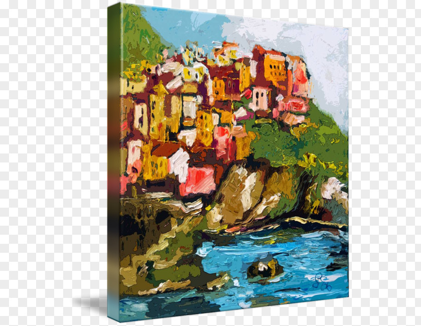 Cinque Terre Painting Acrylic Paint Gallery Wrap PNG