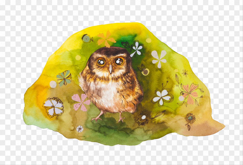 Oil Painting Owl PNG