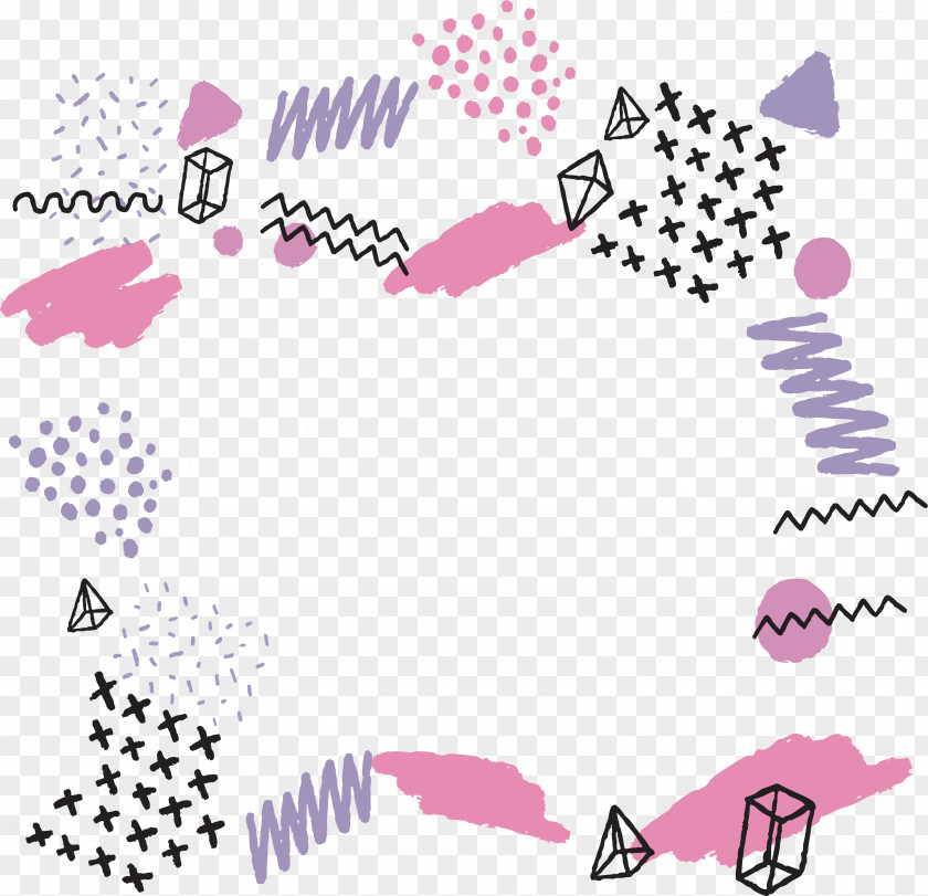 Pink Purple Hand-painted Geometric Patterns PNG