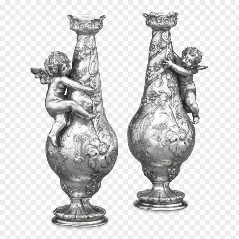 Vase Silvered Bronze Pitcher Renaissance Revival Architecture PNG