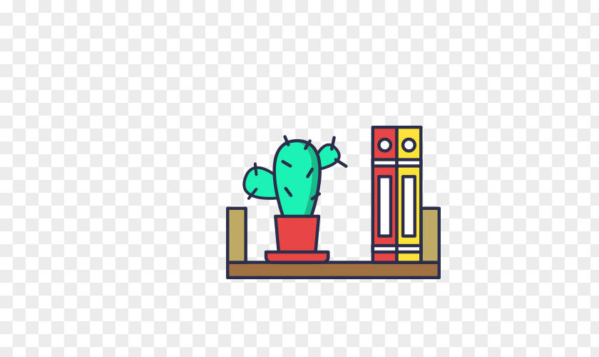 Cactus And Book Illustration PNG