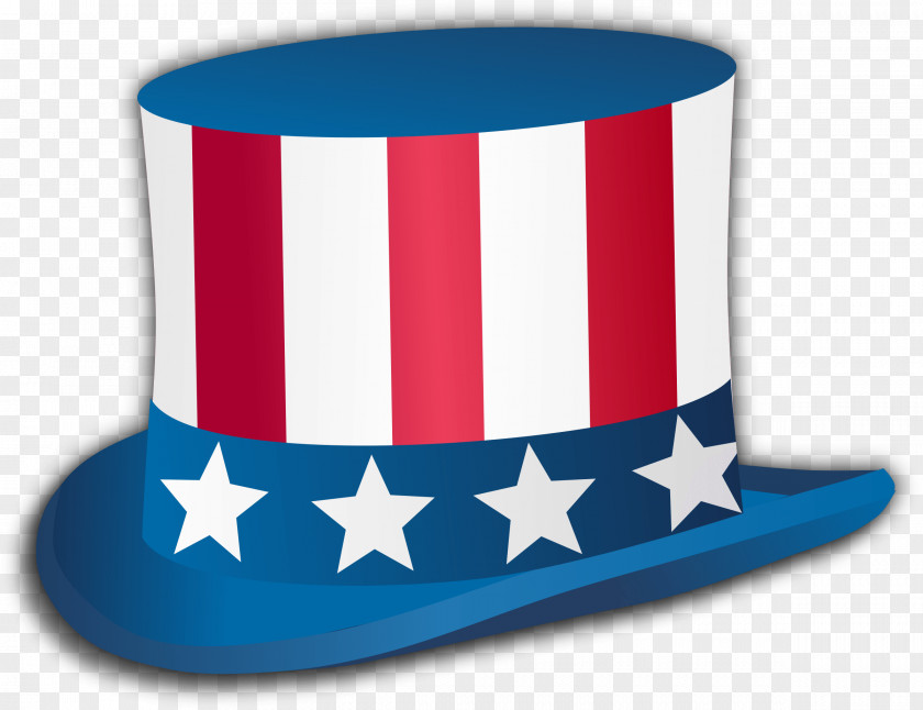 Happy Fourth Of July Top Hat PNG Hat, red, white, and blue American flag hat art clipart PNG