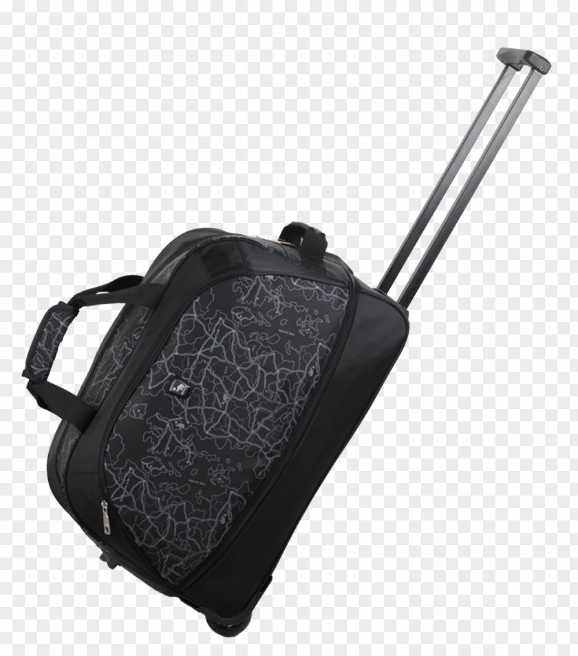 Black Travel Bag Suitcase Baggage Duffel Trolley PNG