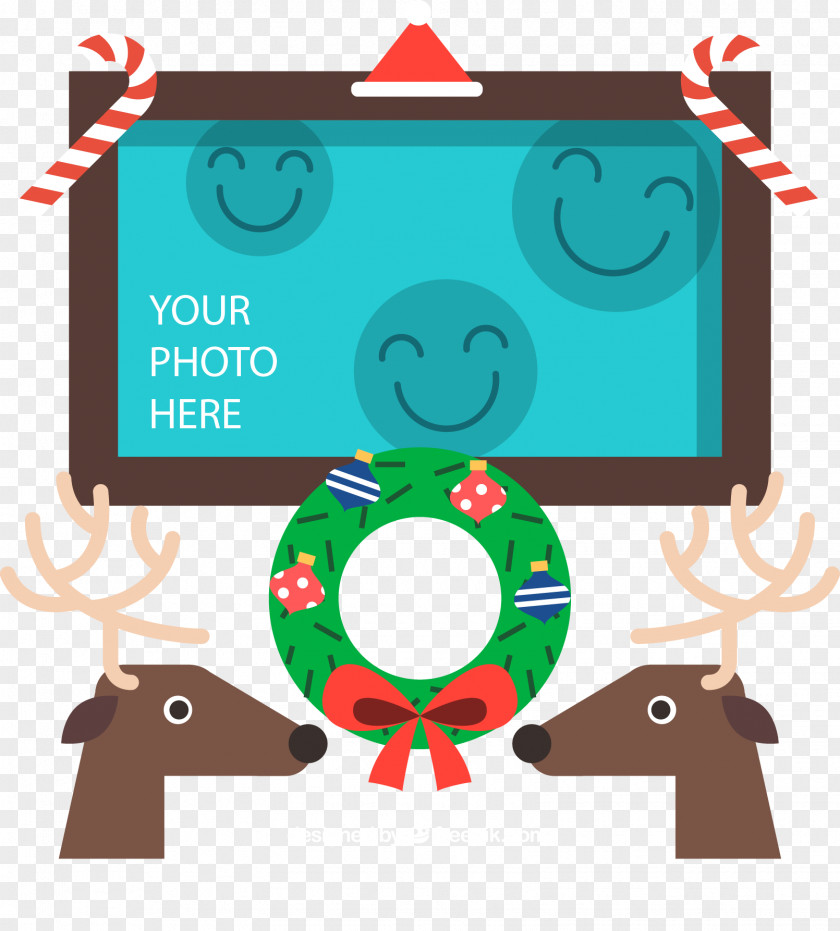 Vector Christmas Reindeer Bulletin Board Santa Claus PNG