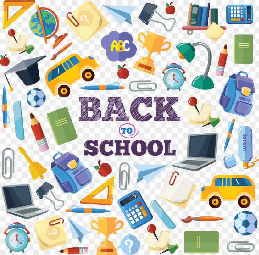 Vector Colored School Supplies Photography Illustration PNG