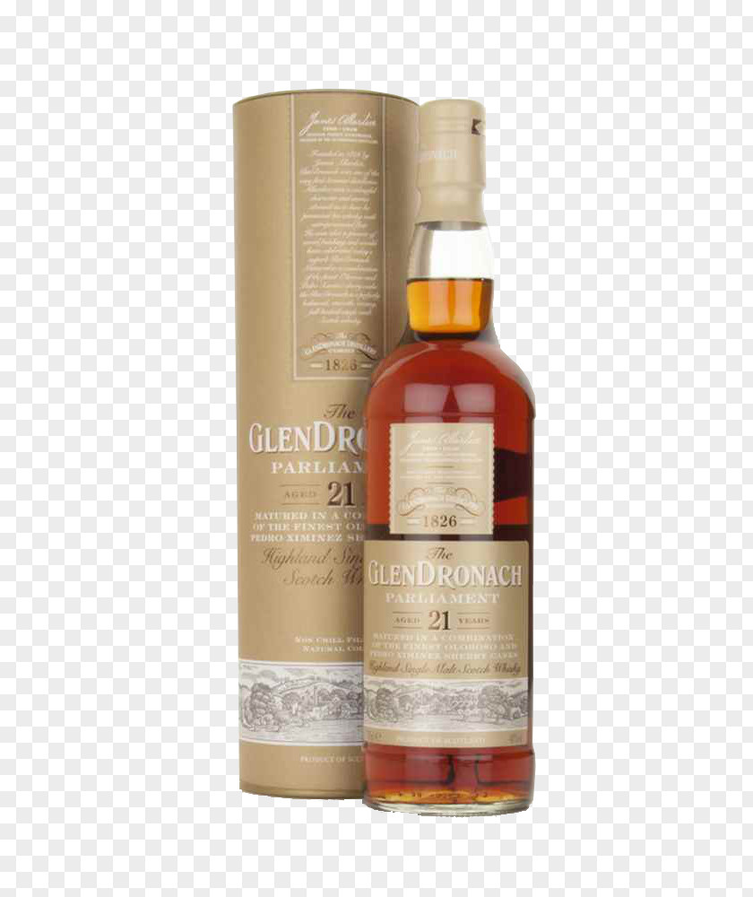 Years Old Liqueur Whiskey Glendronach Distillery BenRiach Glass Bottle PNG
