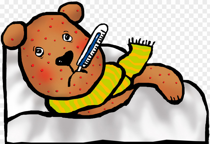 Cartoon Bear Sick Chickenpox Herpes Zoster Drawing Smallpox Illustration PNG