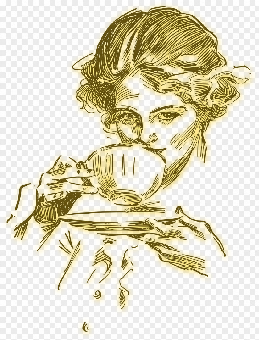 Elegant Queen White Tea Coffee Green Clip Art PNG