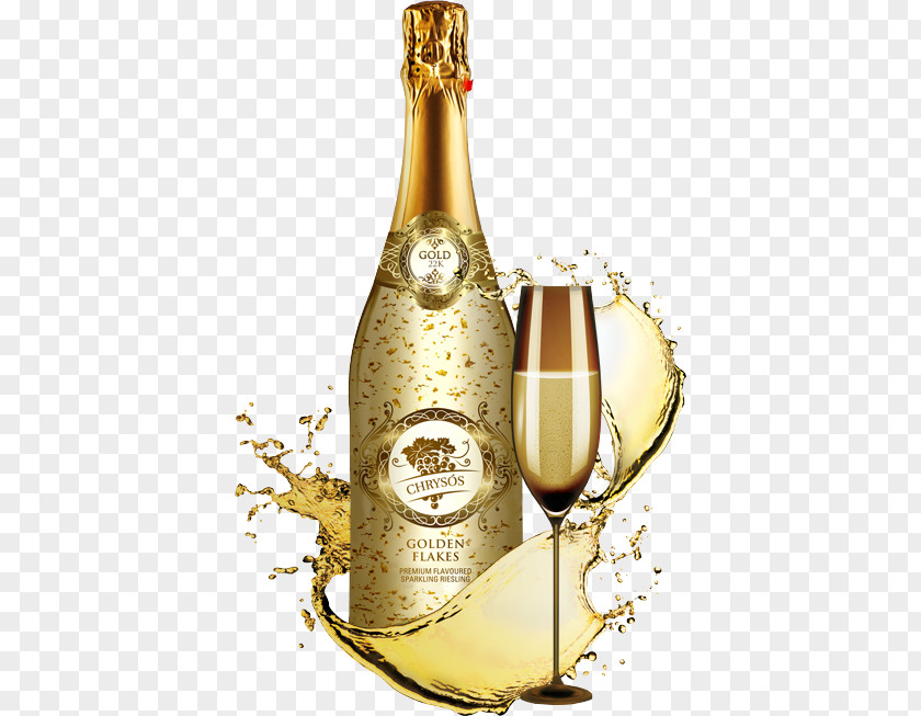 Gold Flakes Champagne Glass Sparkling Wine Prosecco PNG