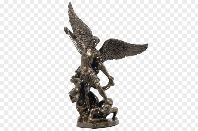 Saint Michael Fighting The Dragon Cherub Lucifer Statue PNG