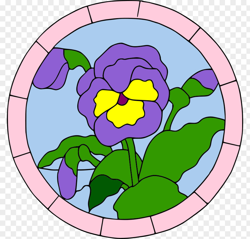 Selection Cliparts Pansy Window Stained Glass Flower Clip Art PNG