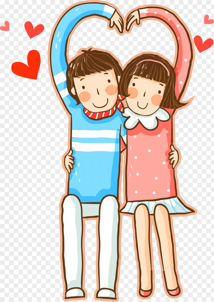 Cartoon Cute Couple Love Significant Other Heart PNG