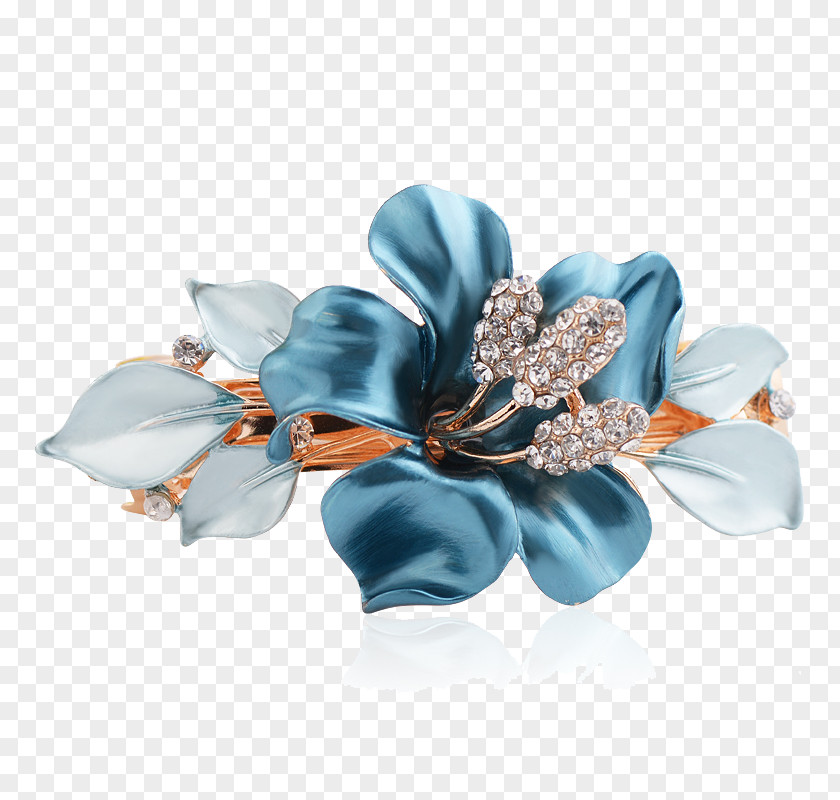 Rhinestone Hair Accessories Headdress Small Side Chuck Flower Tie Blue Cut Flowers PNG