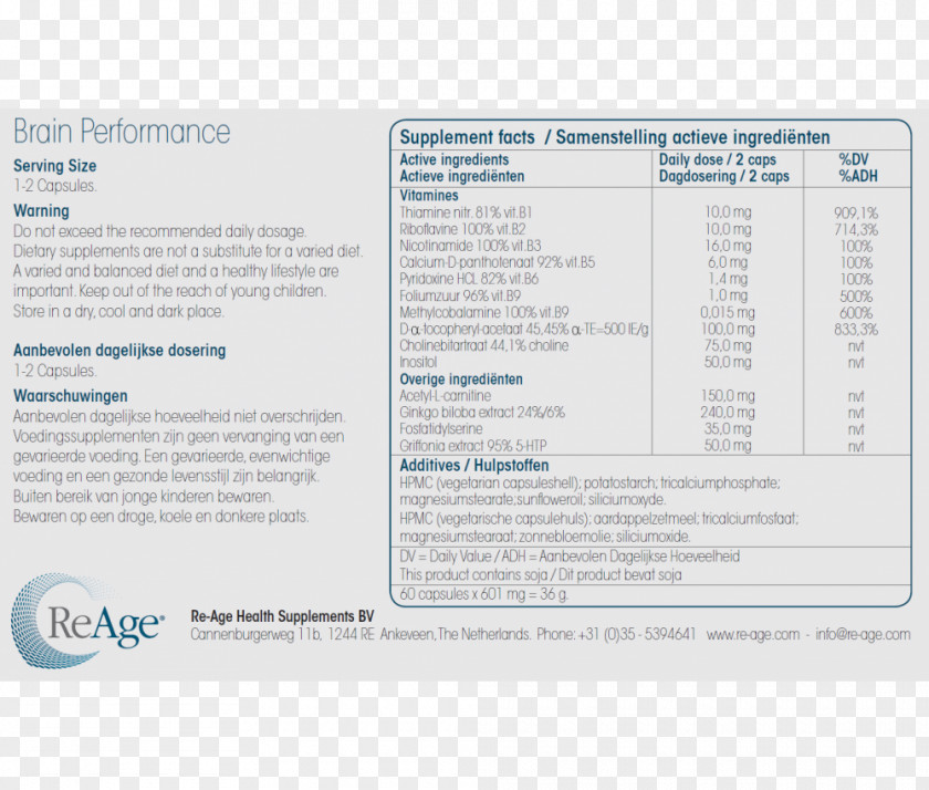 Label Material Ingredient Concentratie Verbeteren Concentration Pantothenic Acid PNG