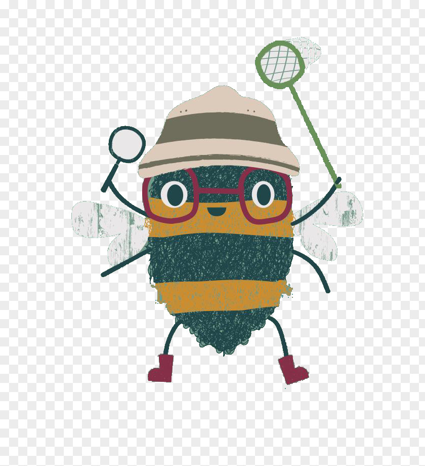 Cartoon Illustration Cute Little Bee PNG