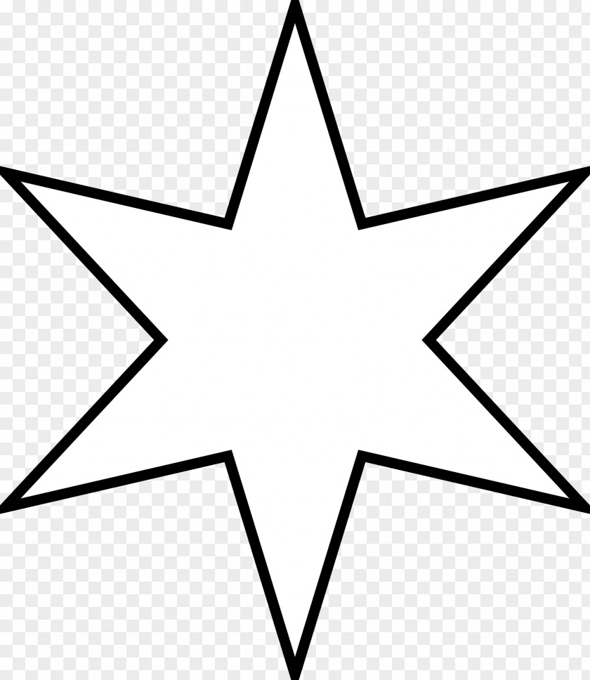 Six Angle Star Black And White Clip Art PNG