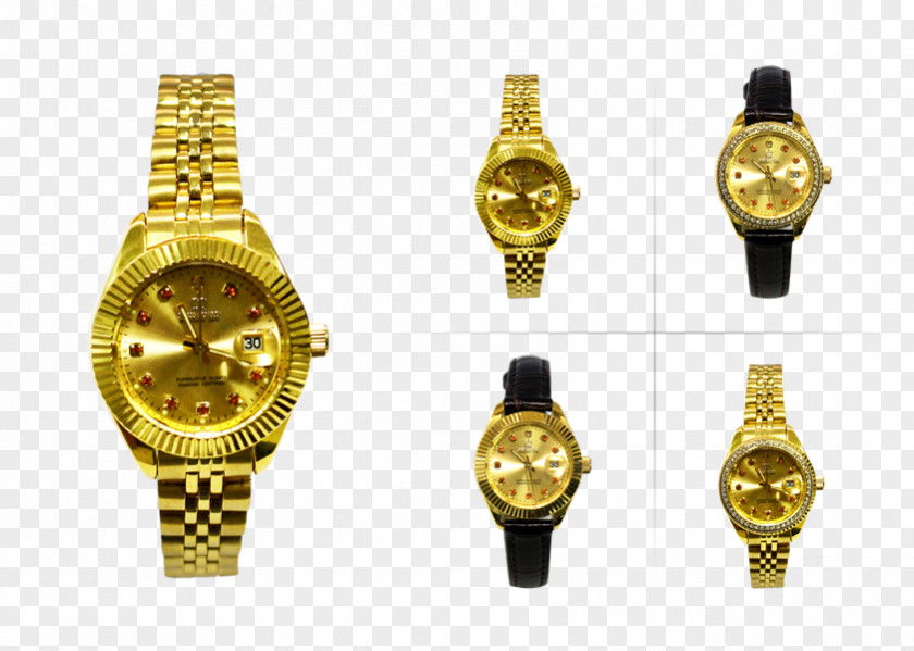 Swiss Guard Clock Watch Strap Gold PNG