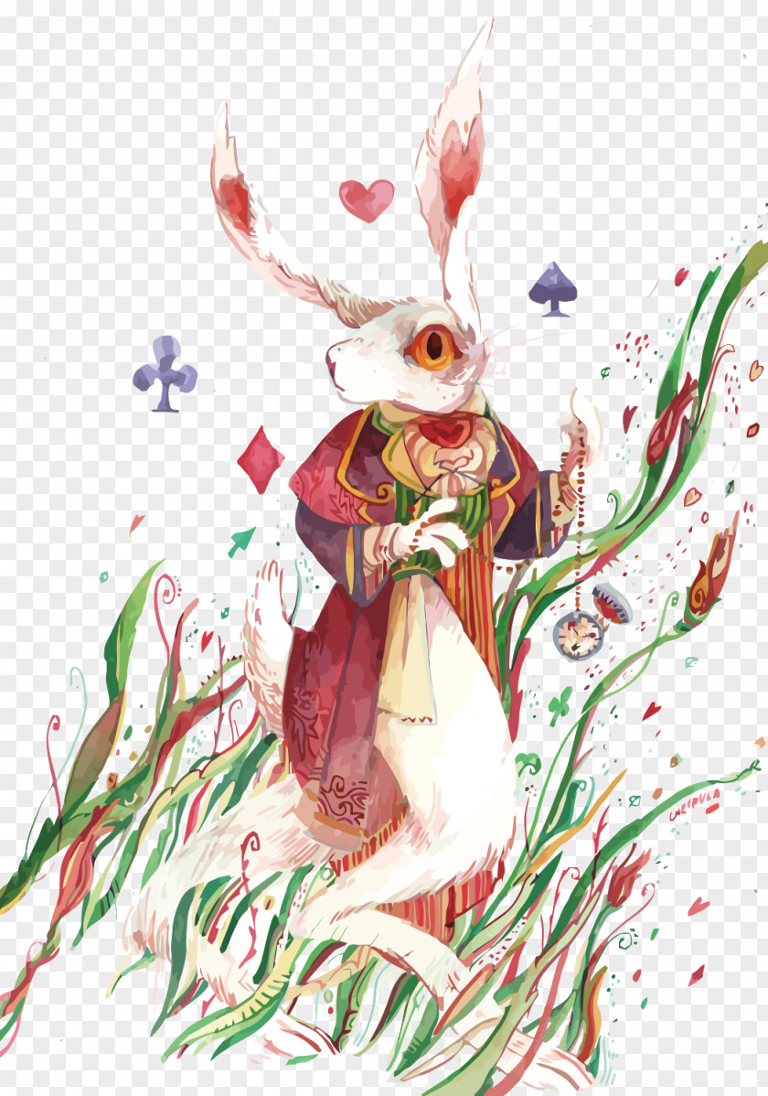 Vector Watercolor Rabbit Illustration PNG