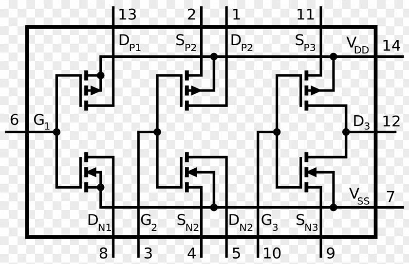 Functional Integrated Circuits & Chips Pinout 4000 Series MOSFET CMOS PNG