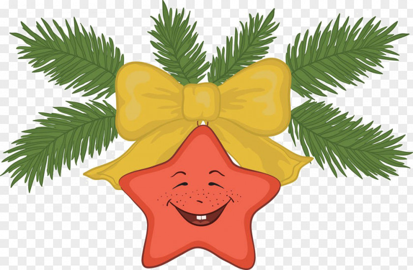 Cartoon Star Bow Christmas Decoration Jingle Bell Tree Clip Art PNG