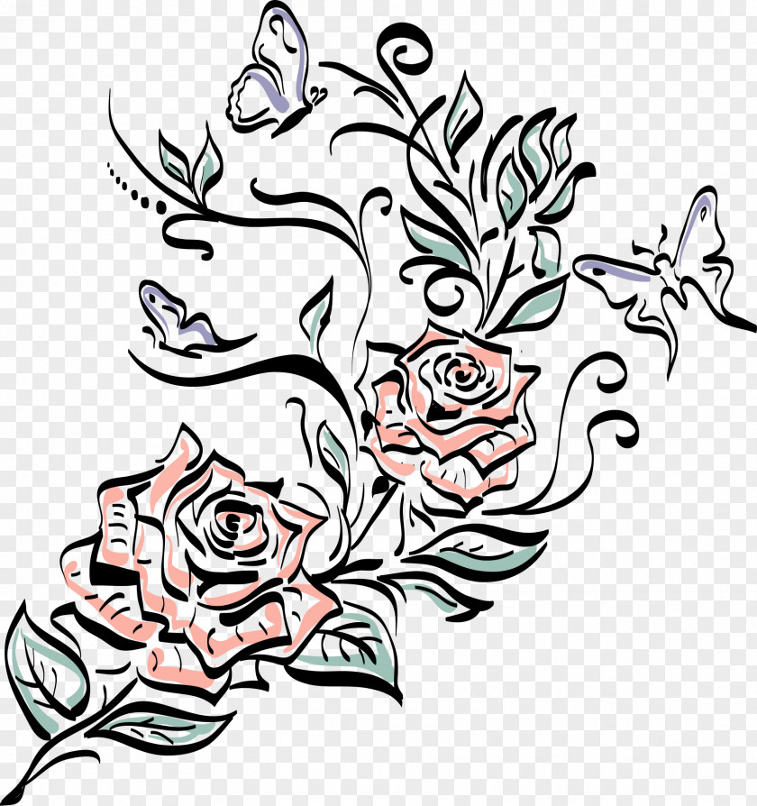 Rose Tattoo Drawing Line Art Clip PNG