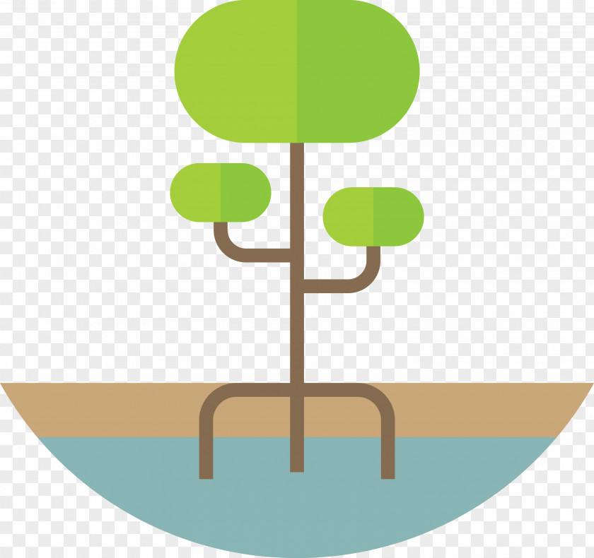 Flattened Green Saplings Flat Design Computer File PNG