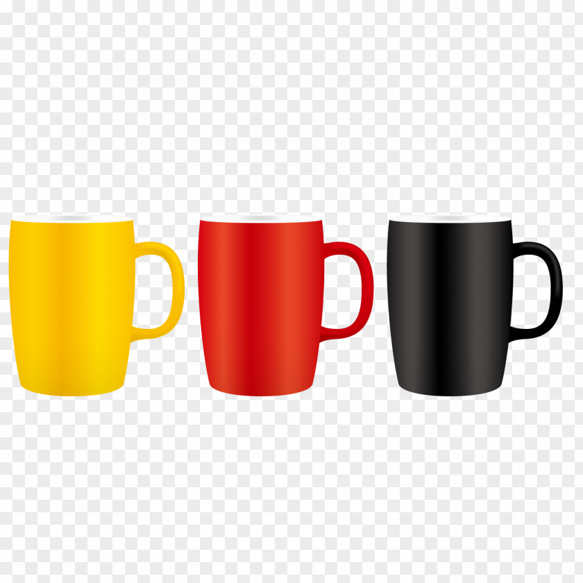 Three-color Mugs Coffee Cup Mug PNG