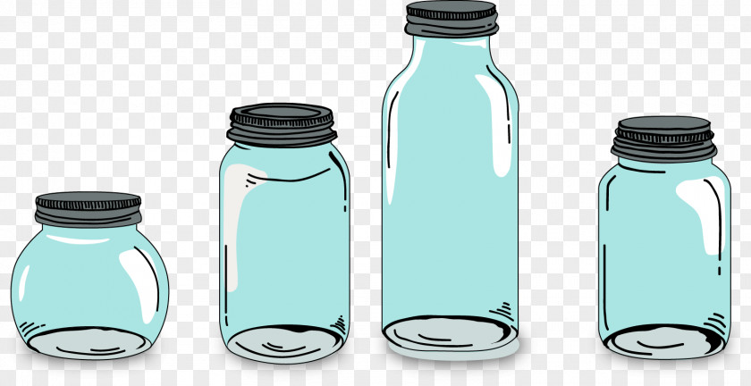 Vector Hand-painted Bottle Glass Jar PNG