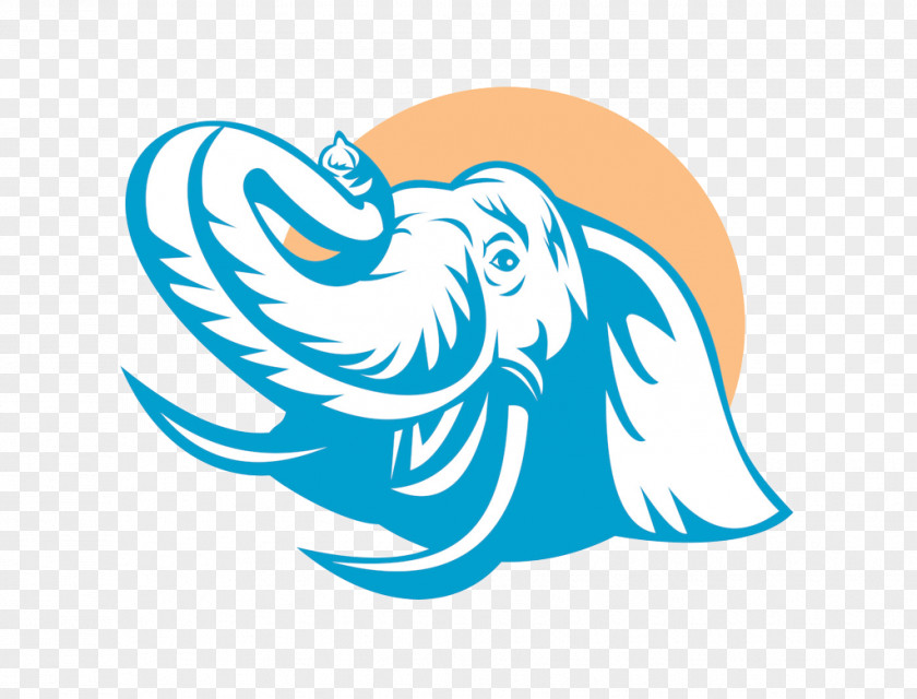 Laughing Cartoon Elephant Head Logo Clip Art PNG