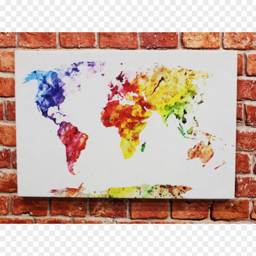 Watercolor Splash World Map Stock Photography Painting Mural PNG