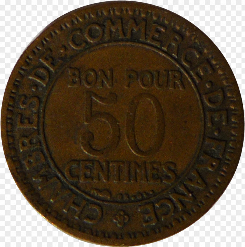 50 Bronze Medal Copper Coin PNG